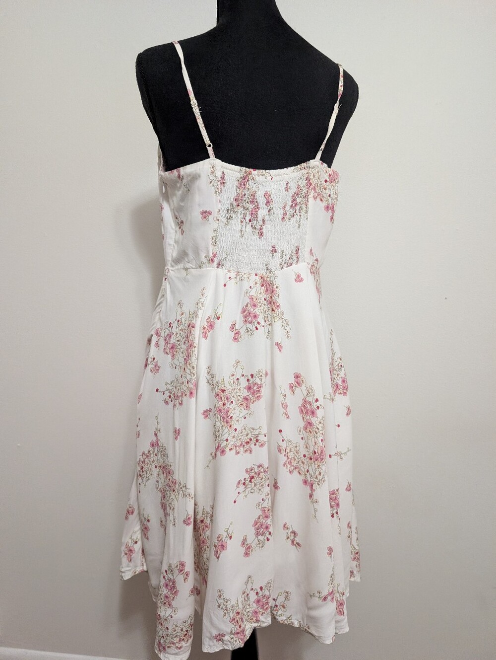 Old Navy Pink Floral Sun Dress White Midi Medium - Picture 3 of 16